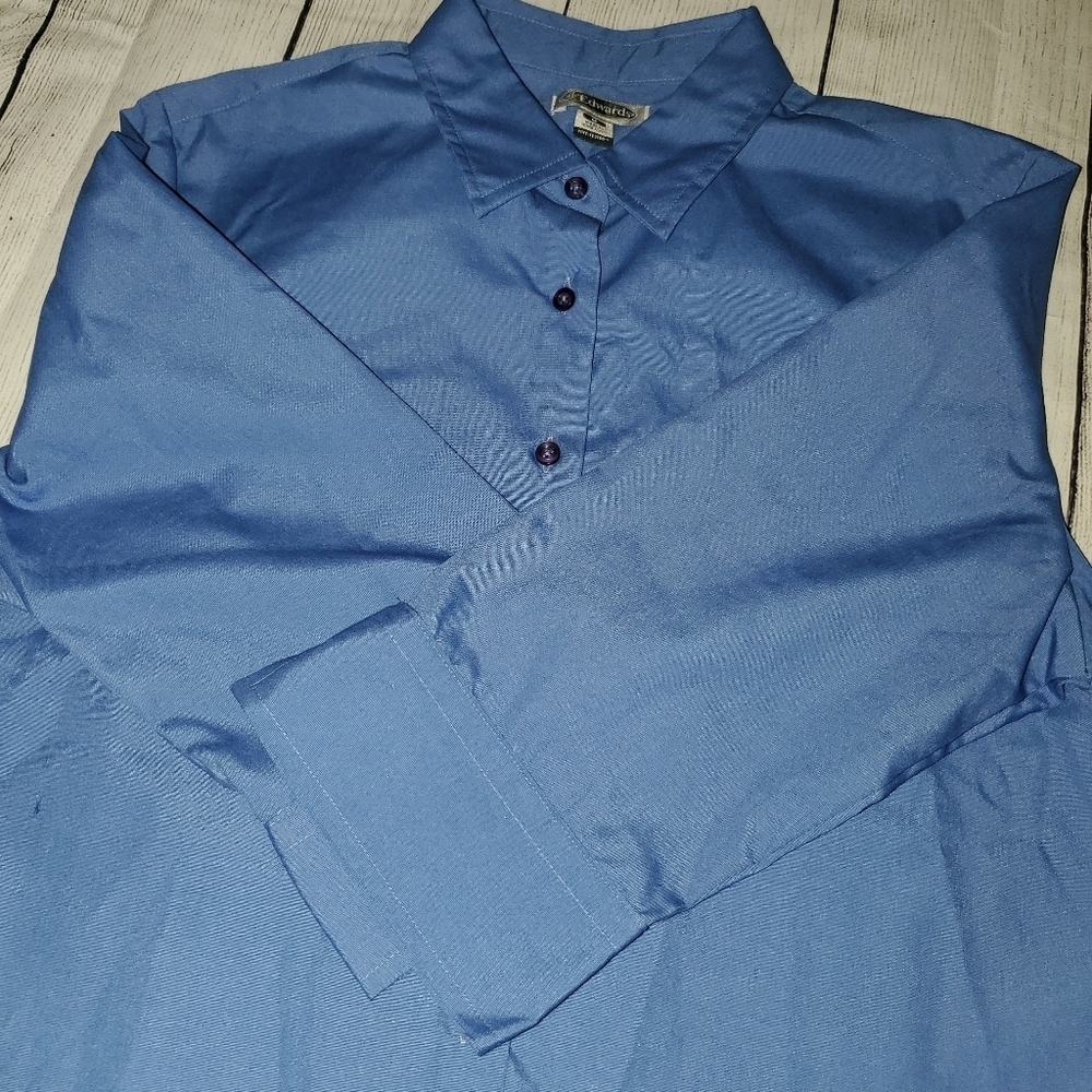 Edwards Blue Collared Button Down - image 6
